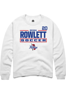 Brenna Rowlett  Rally Tulsa Golden Hurricane Mens White NIL Stacked Box Long Sleeve Crew Sweatshir..