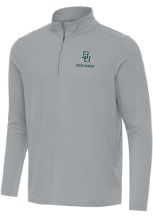 Antigua Baylor Bears Mens Ash Cross Country Intent Long Sleeve Qtr Zip Pullover