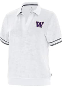 Antigua Washington Huskies Womens Navy Blue Favorite Short Sleeve Polo Shirt