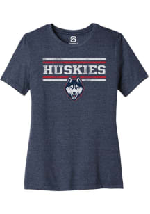 Summit Sportswear UConn Huskies Womens Navy Blue Bars Short Sleeve T-Shirt