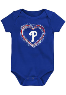 Philadelphia Phillies Baby Blue Heart Shot Short Sleeve One Piece