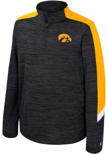 Colosseum Iowa Hawkeyes Youth Black Heeler Long Sleeve Quarter Zip Shirt
