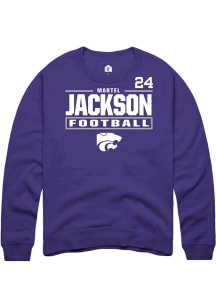 Martel Jackson K-State Wildcats Mens Purple Football NIL Stacked Box Player Crew