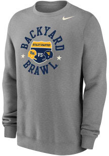 Nike Pitt Panthers Mens Grey Football Backyard Brawl Club Fleece Long Sleeve Crew Sweatshirt