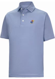 Footjoy Kansas Jayhawks Mens Blue MicroFeeder Stripe Short Sleeve Fashion Polo