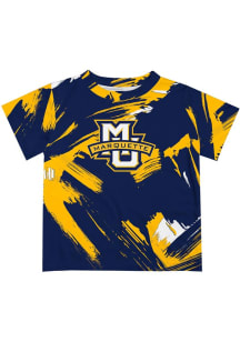 Vive La Fete Marquette Golden Eagles Youth Blue Paint Brush Short Sleeve T-Shirt