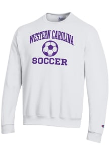 Champion Western Carolina Mens White Soccer Powerblend Long Sleeve Crew Sweatshirt