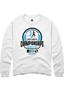 Rally Big Ten Mens White Cross Country Championship Long Sleeve Crew Sweatshirt