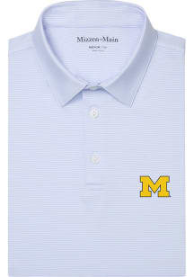 Mizzen+Main Michigan Wolverines Mens Light Blue Versa Stripe Short Sleeve Fashion Polo