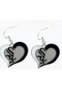 Chicago White Sox Swirl Heart Womens Earrings