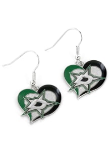 Dallas Stars Swirl Heart Womens Earrings
