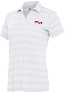 Antigua Kansas City Chiefs Womens White Wordmark Tunnel Short Sleeve Polo Shirt