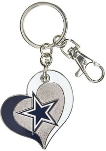 Dallas Cowboys Swirl Heart Keychain - Navy Blue