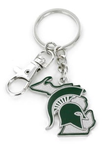 Michigan State Spartans State Shape Classic Keychain - Green