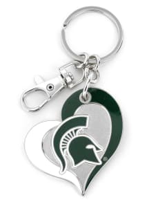 Michigan State Spartans Swirl Heart Keychain - Green