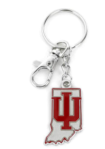 Indiana Hoosiers State Shape Style Keychain - Crimson