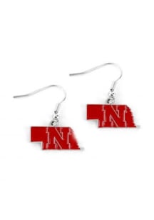 Nebraska Cornhuskers State Design Womens Earrings