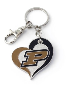 Purdue Boilermakers Swirl Heart Keychain - Gold