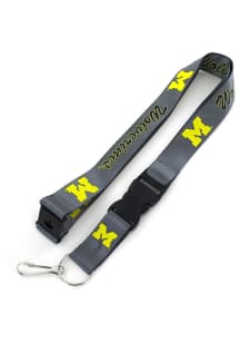 Michigan Wolverines Charcoal Lanyard - Blue