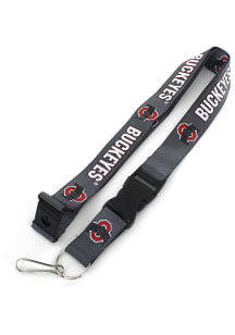 Ohio State Buckeyes Charcoal Lanyard - Red
