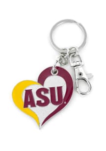 Arizona State Sun Devils Swirl Heart Keychain - Red