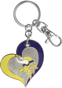 Minnesota Vikings Swirl Heart Keychain - Gold