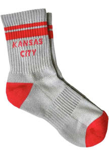 Kansas City grey with red stripes Mens Crew Socks