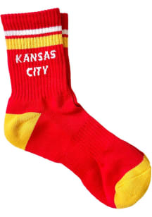 Kansas City red with gold and white stripes Mens Crew Socks