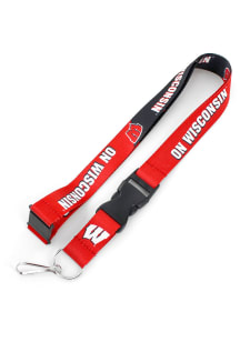Wisconsin Badgers Slogan Design Lanyard - Red