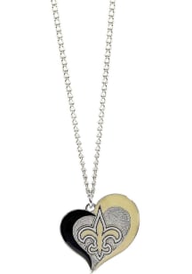 New Orleans Saints Swirl Heart Necklace