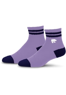 K-State Wildcats Lavender Stripe Cozy Quarter Womens Quarter Socks