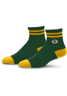 Green Bay Packers Stripe Cozy Quarter Womens Quarter Socks