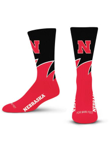 Nebraska Cornhuskers Black Wave Mens Crew Socks