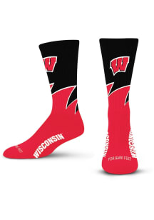 Wisconsin Badgers Black Wave Mens Crew Socks