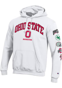 Champion Ohio State Buckeyes Mens White Evolution Long Sleeve Hoodie