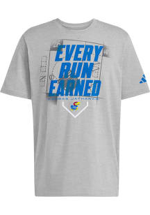 Adidas Kansas Jayhawks Grey 2026 Dugout Postseason Short Sleeve T Shirt