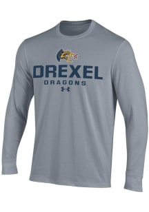 Under Armour Drexel Dragons Grey Mascot Performance Long Sleeve T Shirt
