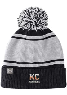 Under Armour Kansas City Mavericks Black Halftime Jacquard Stripe Cuff Pom Mens Knit Hat