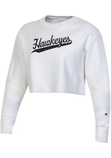 Champion Iowa Hawkeyes Womens White Reserve Weave Crew Sweatshirt