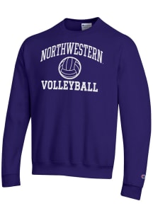 Champion Northwestern Wildcats Mens Purple Volleyball Icon Powerblend Long Sleeve Crew Sweatshirt