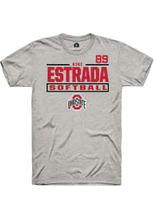 Kiki Estrada Ohio State Buckeyes Ash NIL Stacked Box Short Sleeve Player T Shirt