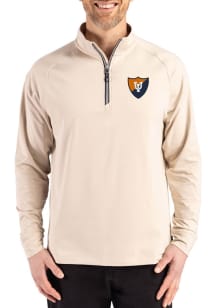 Cutter and Buck Illinois Fighting Illini Mens Brown Vault Adapt Eco Knit Long Sleeve Qtr Zip Pullo..