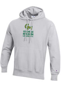 Champion George Mason University Mens Ash Reverse Weave Long Sleeve Hoodie
