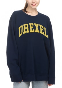 Drexel Dragons Womens Navy Blue Sport Fleece Crew Sweatshirt