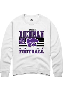 Maguire Richman K-State Wildcats Mens White Football NIL Striped Player Crew