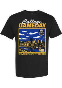 Something Inked Pitt Panthers Black Football College Gameday Skyline Short Sleeve T Shirt