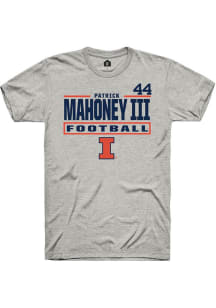 Patrick Mahoney III Illinois Fighting Illini Ash Football NIL Stacked Box Short Sleeve Player T Sh..