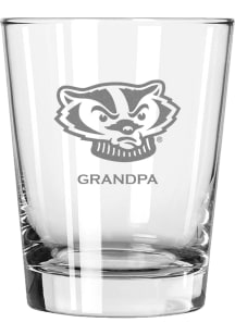 Wisconsin Badgers Grandpa 15oz Rock Glass - White