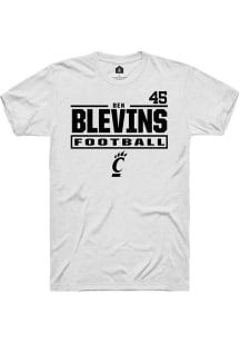 Ben Blevins Cincinnati Bearcats White Football NIL Stacked Box Short Sleeve Player T Shirt