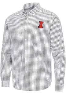 Antigua Illinois Fighting Illini Mens Ash Ellis Long Sleeve Dress Shirt